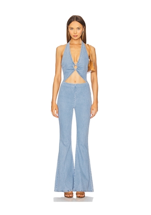 retrofete Kairi Denim Jumpsuit in Blue. Size M. Also in L, XS.