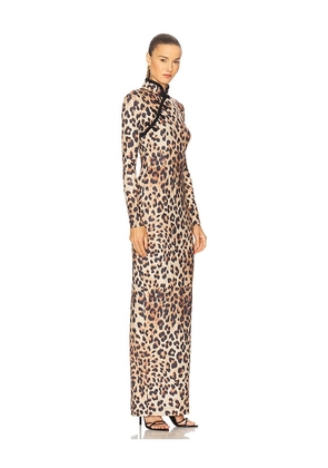 SAU LEE Irene Print Dress in Brown. Size 0. Also in 6.