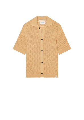 PEREGRINE Cove Knitted Shirt in Brown. Size M. Also in S, L.