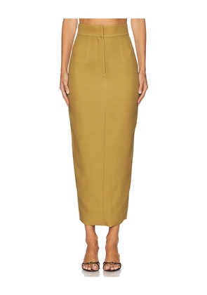 SAU LEE Niki Crepe Skirt in Olive. Size 4. Also in 12.