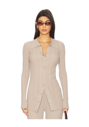 REMAIN Rib Knit Cardigan in Beige. Size S. Also in L, XL.