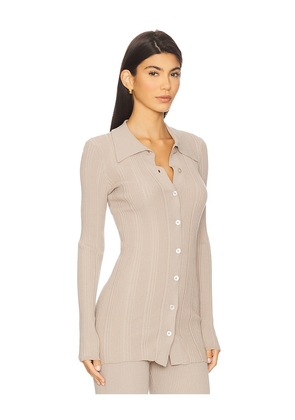 REMAIN Rib Knit Cardigan in Beige. Size S. Also in L, XL.