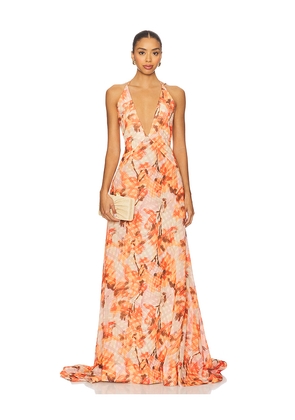 SAU LEE Calista Dress in Orange. Size 2. Also in 0.