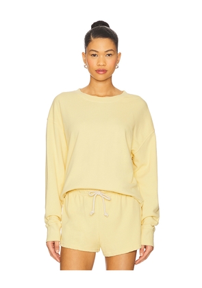 perfectwhitetee French Terry Pullover Sweatshirt in Yellow. Size L. Also in S.