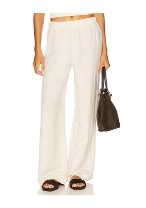 perfectwhitetee Woven Linen Pant in Nude. Size M. Also in XS, L, XL.