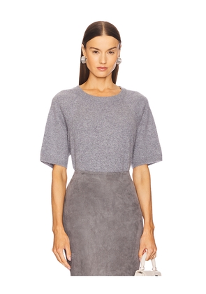 SPRWMN Short Sleeve Raglan Knit Top in Grey. Size M. Also in S, XS, L.
