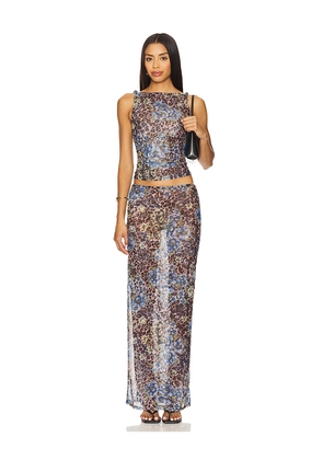 superdown Concha Maxi Skirt Set in Blue. Size L. Also in XS, XXS, S, M, XL.