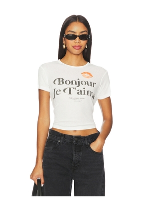 The Laundry Room Bonjour Je T'aime Baby Tee in White. Size XL. Also in XS.