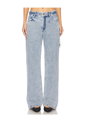 Tanner Fletcher Sid Lace Loop Straight Leg Jeans in Blue. Size 28. Also in 24.