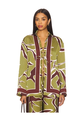 SEVEN WONDERS Alessandra Sleeved Shirt in Green. Size M. Also in L, XL.