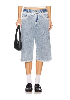 Tanner Fletcher Sid Lace Trim Long Shorts in Blue. Size 28. Also in 24.