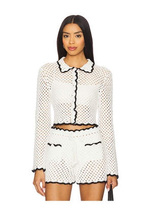 Stone Cold Fox x REVOLVE Holly Hand Crochet Collared Shirt in White. Size M. Also in L, S, XS.