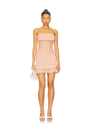 retrofete Vali Crochet Pearl Embellished Dress in Peach. Size M. Also in XS, S, L, XL.