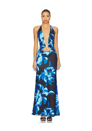 Runaway The Label Halston Maxi Dress in Blue,Black. Size M. Also in S, L, XL.