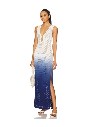 Runaway The Label Reina Maxi Dress in Ivory,Navy. Size M. Also in XS, S, L, XL.