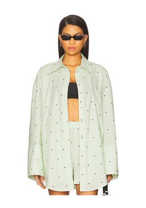 ROTATE Poplin Oversized Shirt in Green. Size 42. Also in 38, 40, 44.