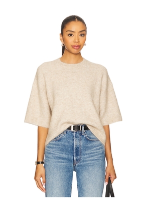 PISTOLA Shiloh Boxy Crewneck Sweater in Beige. Size XL. Also in M, L.