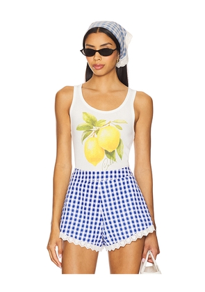 The Laundry Room Fresh Lemoncello Rib Tank Top in White. Size M. Also in XS, L.