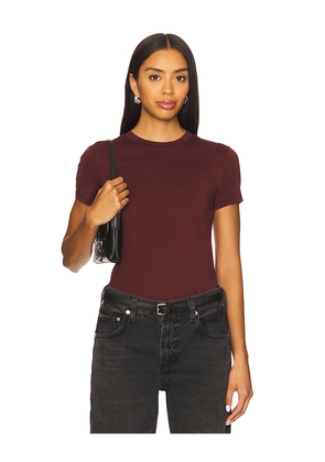 Theory Tiny Basic Tee in Burgundy. Size S. Also in XS, M.