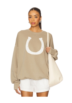 The Laundry Room Horseshoe Patchwork Jump Jumper in Taupe. Size M. Also in S, XS, L.