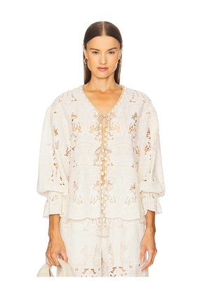 REVOLVE x JJ Embroidered Top in Beige. Size S-M. Also in M-L.