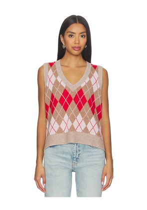RE/DONE Argyle Vest in Tan,Red. Size M. Also in XS, S.