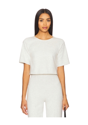 Ripley Rader Ponte Knit Short Sleeve Top in Light Grey. Size S. Also in M, XS.