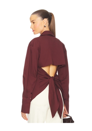 SIMONMILLER Loch Poplin Button Up Shirt in Brown. Size M. Also in L, S, XS.