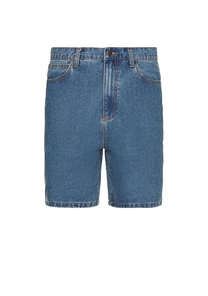 Rhythm Turnback Denim Shorts in Blue. Size 34. Also in 32, 36.