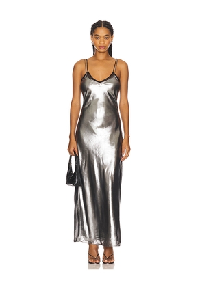 Tyler McGillivary Estelle Slip Dress in Metallic Silver. Size M. Also in S, XL, XS.