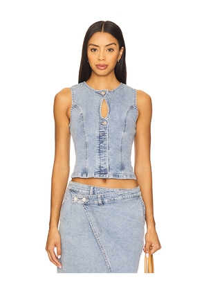 SOVERE Etch Denim Bodice in Blue. Size M. Also in S, XS, L, XL.