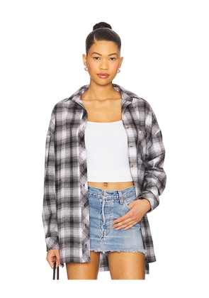 superdown Audriana Oversized Flannel Top in Black,White. Size S. Also in XXS.