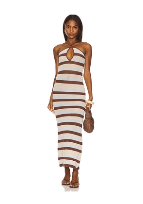 SEVEN WONDERS Hazel Maxi Dress in Brown,Ivory. Size M. Also in L, XL.