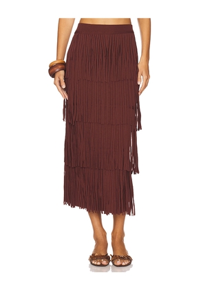 SIMONMILLER Za Za Knit Fringe Skirt in Brown. Size M. Also in XS, S, L.