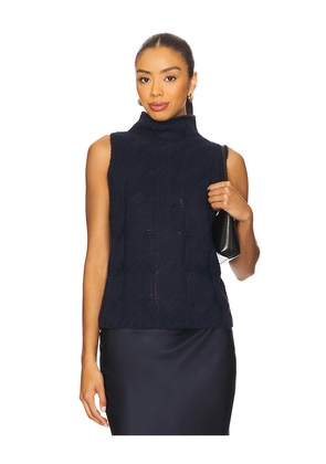 SABLYN Salvia Sleeveless Cable Turtleneck Sweater in Navy. Size M. Also in S, XS, L.
