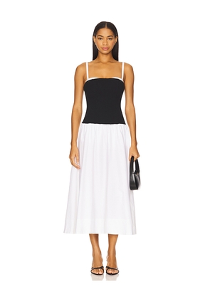 Show Me Your Mumu Hepburn Midi Dress in Black,White. Size M. Also in XS, S, L, XL.
