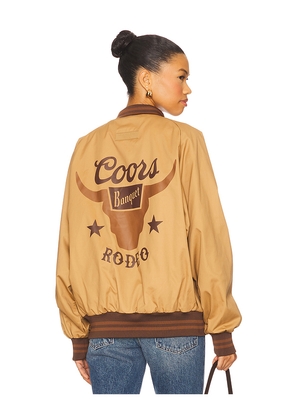 The Laundry Room Coors Banquet Rodeo Racing Jacket in Brown. Size XL. Also in L.