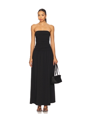 St. Agni Gathered Strapless Tie Back Dress in Black. Size L. Also in S, XS.
