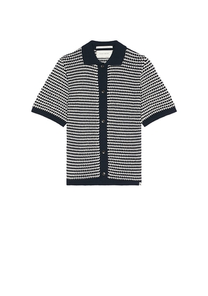 PEREGRINE Island Crochet Shirt in Navy. Size M. Also in S.