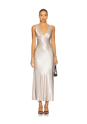 SNDYS Tove Slip Dress in Metallic Silver. Size L. Also in M, S, XS.