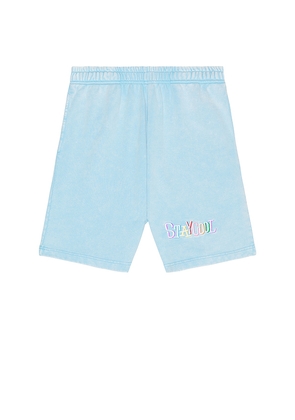 Stay Cool Tribal Acid Wash Short in Baby Blue. Size M. Also in S, L, XL/1X.