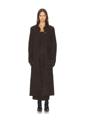 SRG Bruno Suede Coat in Chocolate. Size S. Also in XXS, XS, M, L, XL.