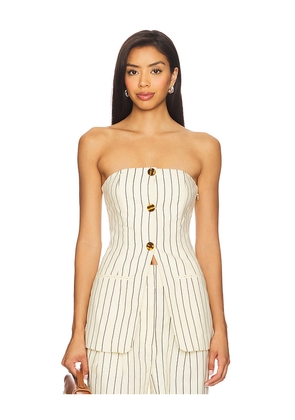 SIMONMILLER Mori Strapless Linen Top in Cream. Size 0. Also in 10, 12, 4, 6, 8.