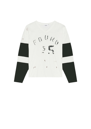 Found Found Distressed Long Sleeve Team Jersey in White. Size S. Also in M, XL/1X.