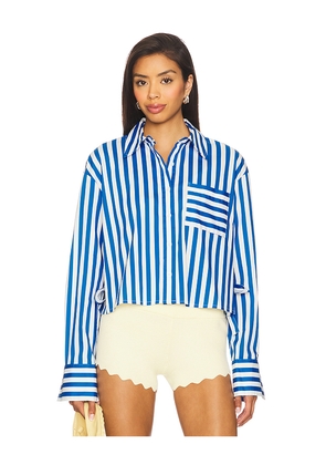 SIMONMILLER Ayre Cropped Poplin Top in Blue. Size S. Also in M.