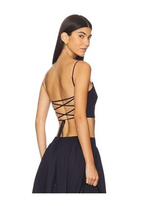 Susana Monaco Poplin Lace Up String Top in Black. Size M. Also in XS, S, L, XL.