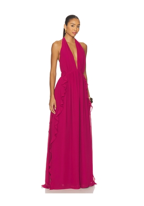 Tularosa x Yhasmina Ferrara Lenora Maxi Dress in Burgundy. Size S. Also in XS, XL.