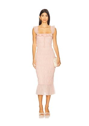 Tularosa x Yhasmina Ferrara Esmie Midi Dress in Blush. Size M. Also in XXS, XS, S, L, XL.