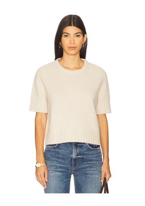 Soft Goat Chunky Short Sleeve Pullover in Ivory. Size S. Also in M.