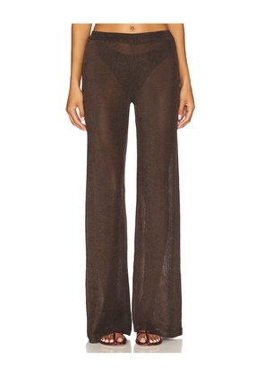 SEROYA Sheldon Metallic Knit Pant in Chocolate. Size S. Also in XS, M.